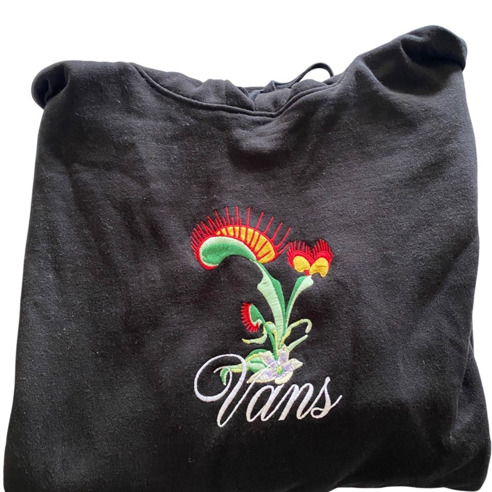 Vans Black Hoodie with Floral Embroidery